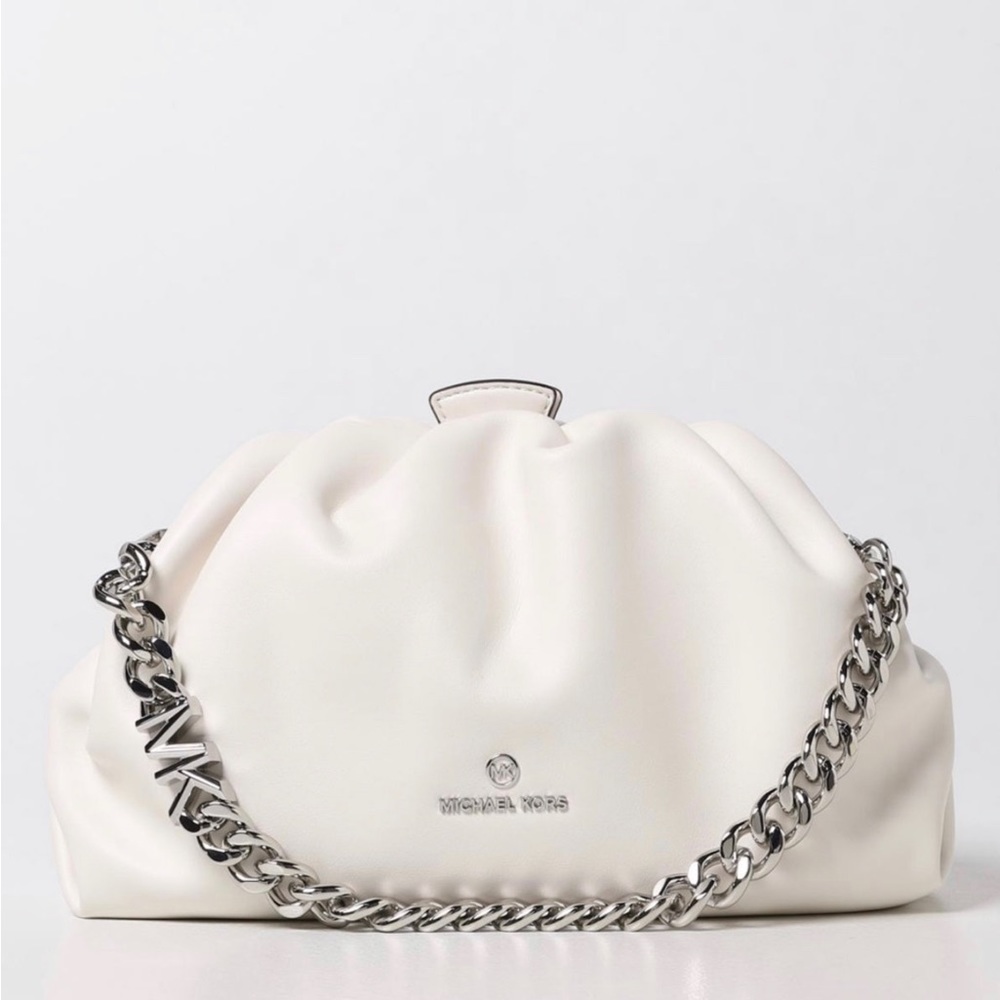NWT Michael Kors Nola Faux Leather Crossbody Bag in Optic White